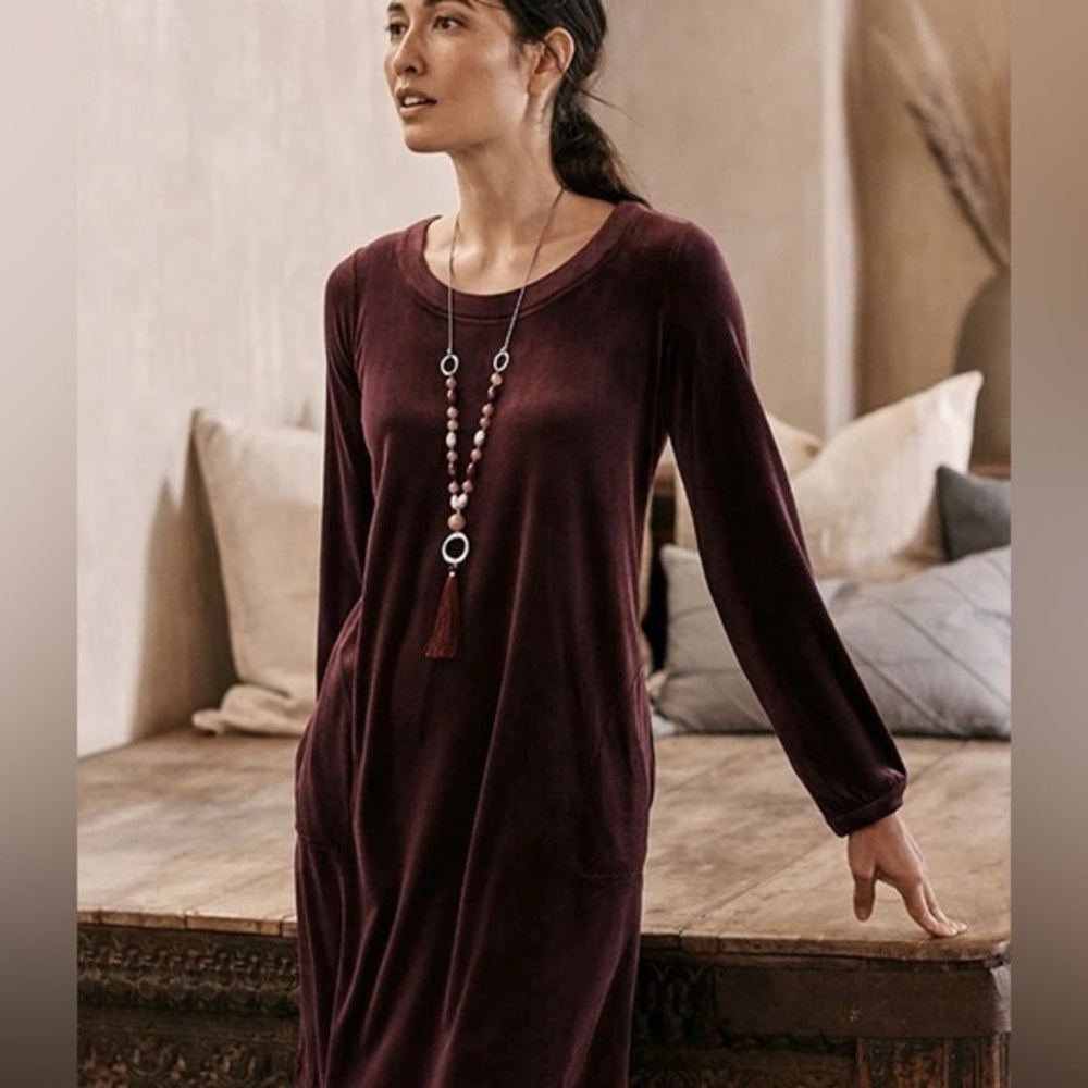 Pure Jill by‎ J.Jill A-Line Velour Dress (Huckleberry) NWT